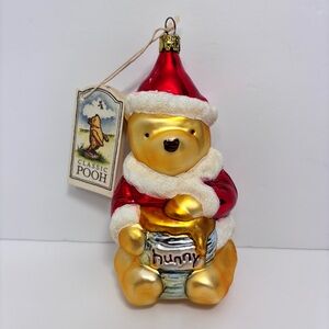 Disney Winnie the Pooh Vintage 1997 Mercury Glass Ornament Santa Suit Hunny Pot